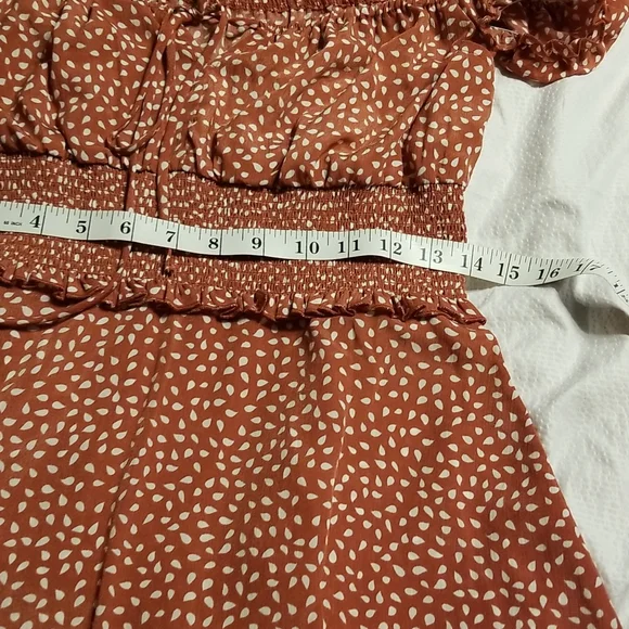 NWOT SUMMER BREEZE LIGHT WEIGHT OFF THE SHOULDER SMOCKED  RUFFLE DRESS WESTERN - Picture 6 of 8